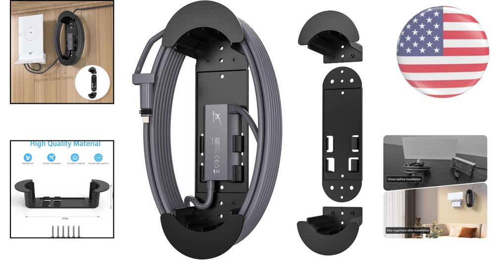 Durable Starlink Gen 3 Cable Management Solution, Wall Mountable - Black