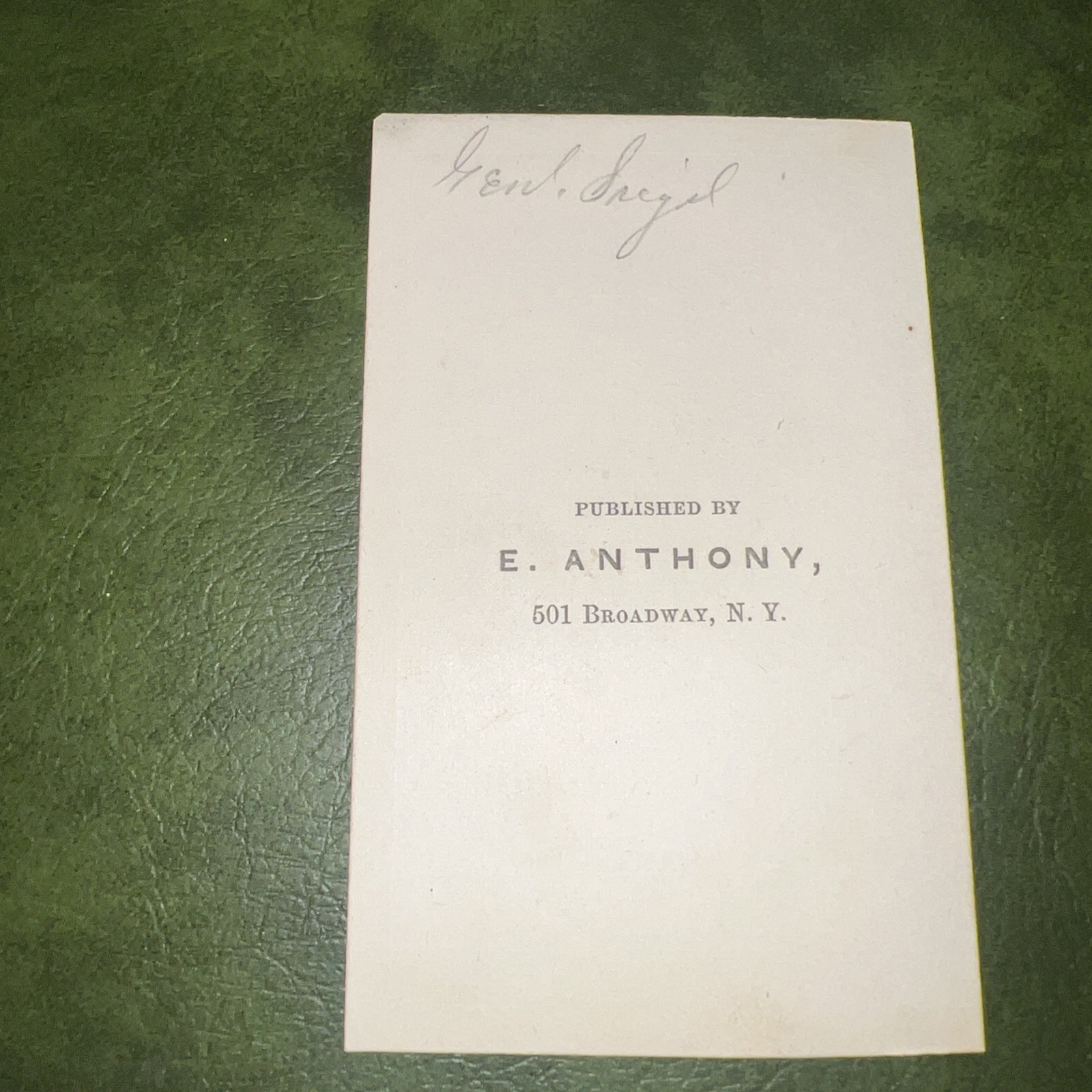 Civil War CDV General Franz Sigel Published By E. Anthony, New York