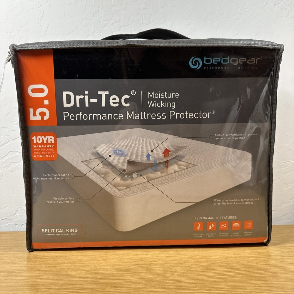 NEW Bedgear Dri-Tec 5.0 Performance Mattress Protector Split Cal King