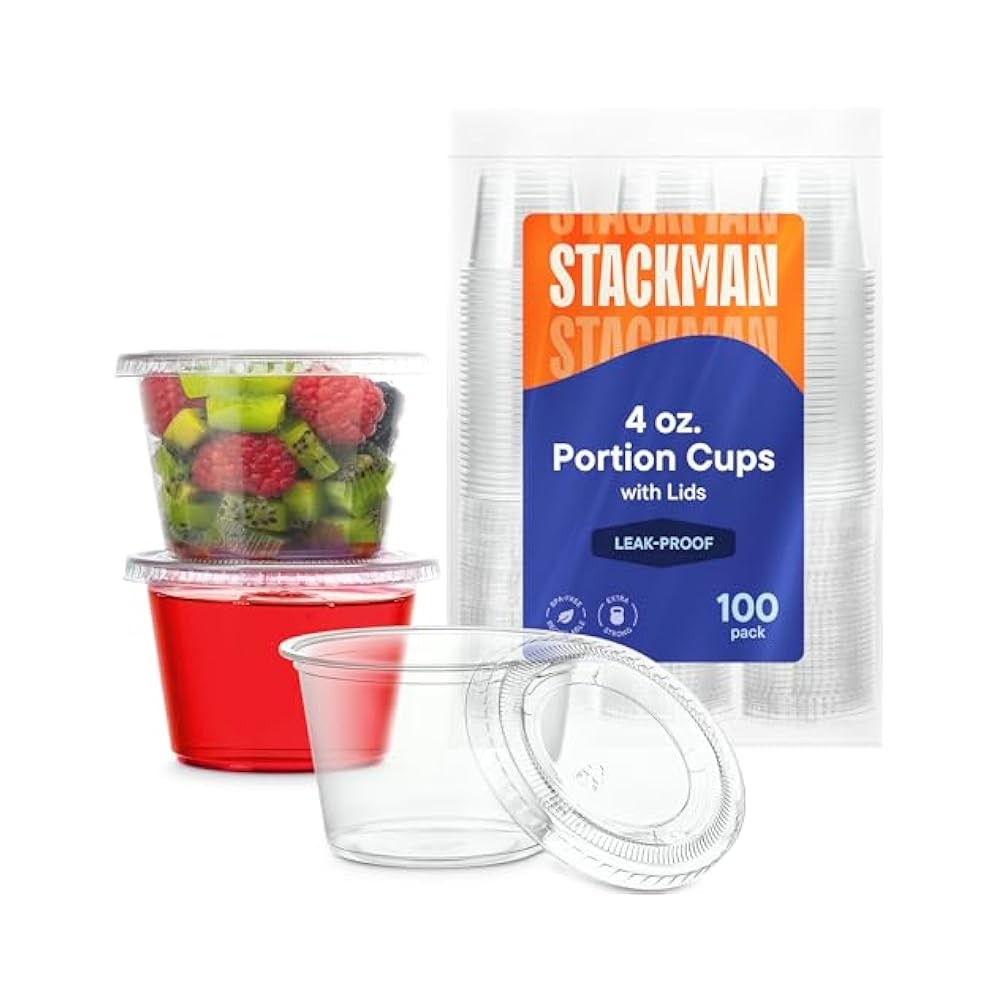 Stackable 4oz Leak-Resistant Cups with Lids