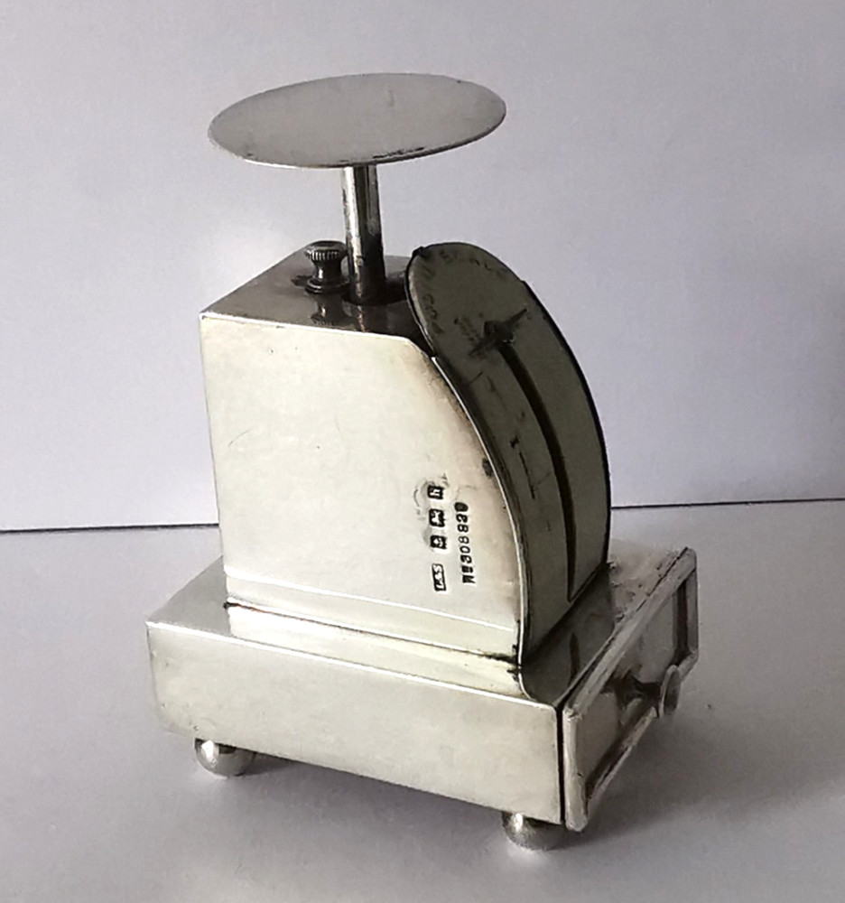 Solid Silver Postal Scales & Double Stamp Box Combi - Birm. 1907.