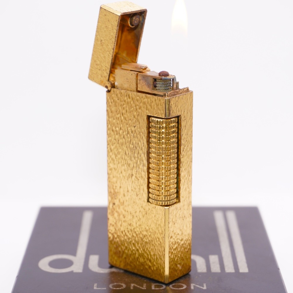 Dunhill Roller Gas Lighter Gold Sand Pattern-Ultrasonically cleaned_Working
