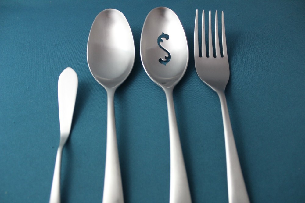 Studio William LARCH SATIN Serving (4pc Set) Tablespoon Pierced Fork Vietnam
