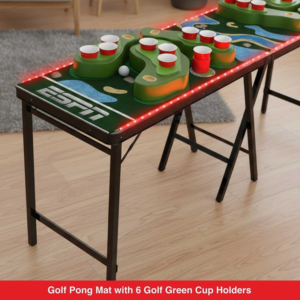 ESPN LED Pong Table Combo - Party Table w/ LED Lights, Competitive Games