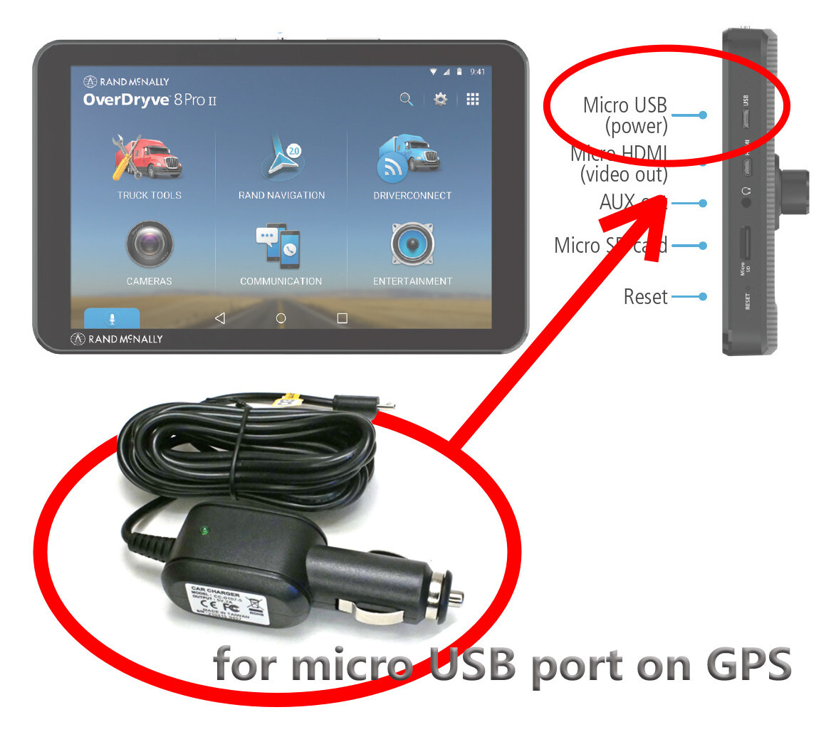 10 ft Vehicle USB Car Charger Power Cord for Rand McNally TND750 Truck GPS 5V 2A