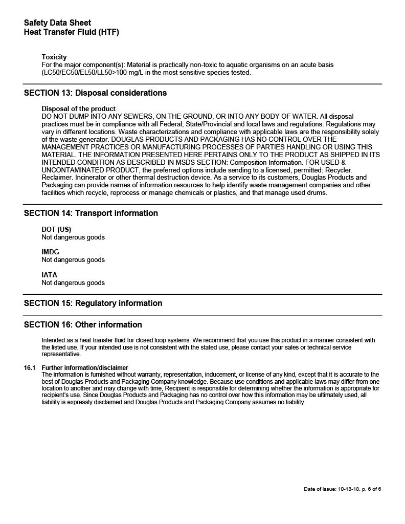 PROPYLENE GLYCOL FOR CHILLERS - 5 gallon