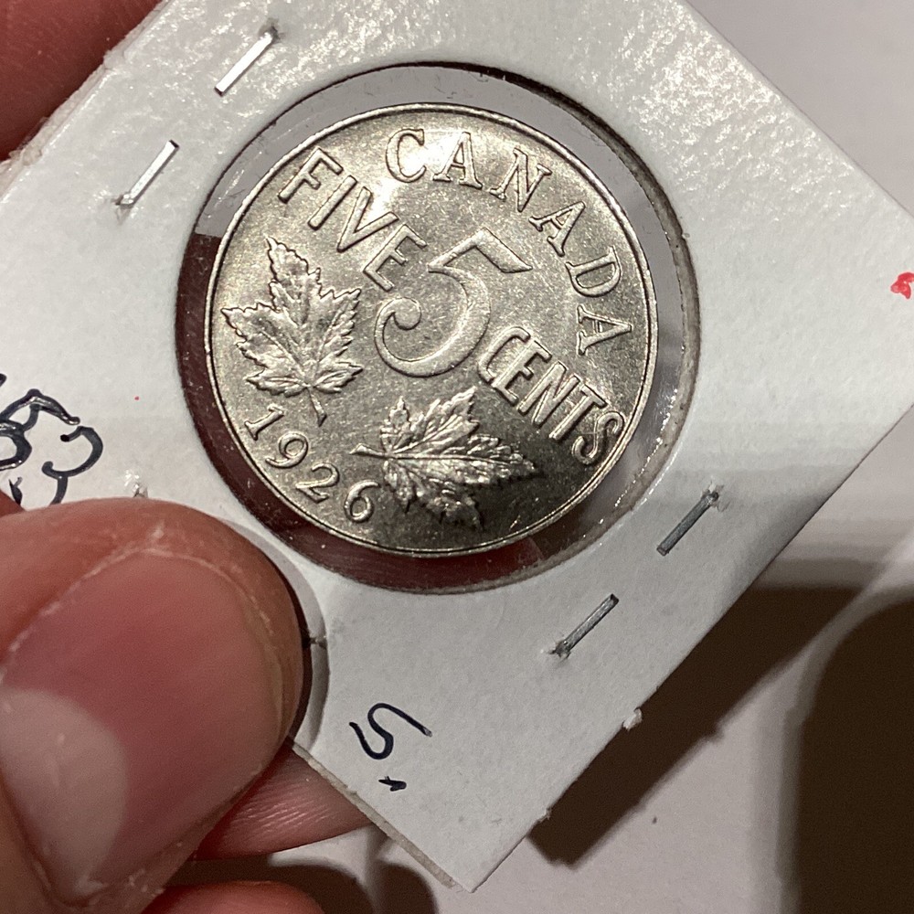 1926 canada 5 cent near 6 AU
