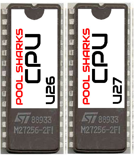 Bally Pool Sharks Pinball Machine CPU Complete Rom Set U26 - U27