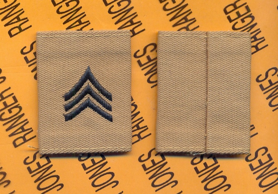 US Army Enlisted SERGEANT E-5 SGT Desert DCU slip on rank patch