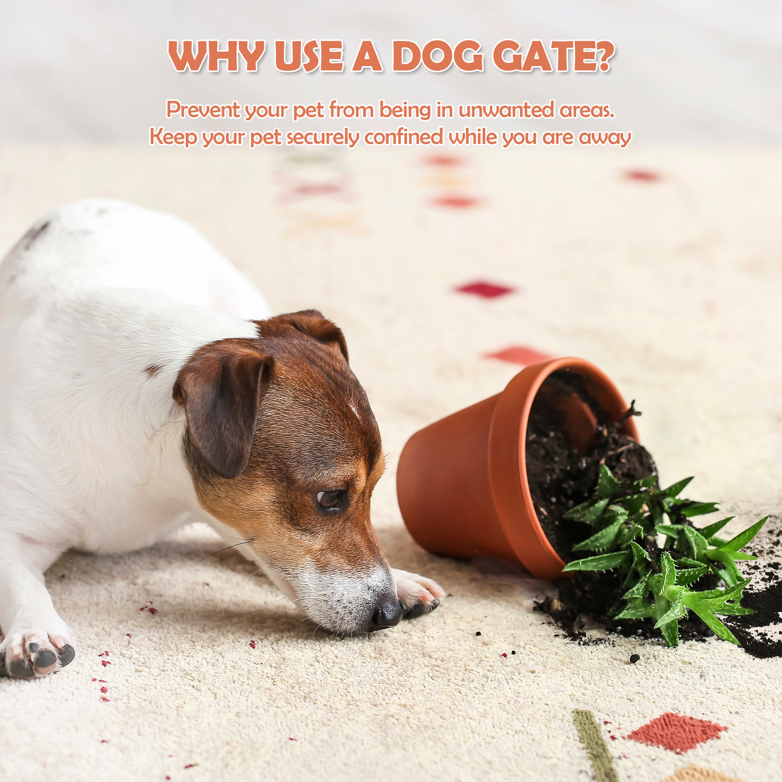 Freestanding Pet Dog Gate 4 Panels Indoor Foldable Dog Fence for Stairs Brown