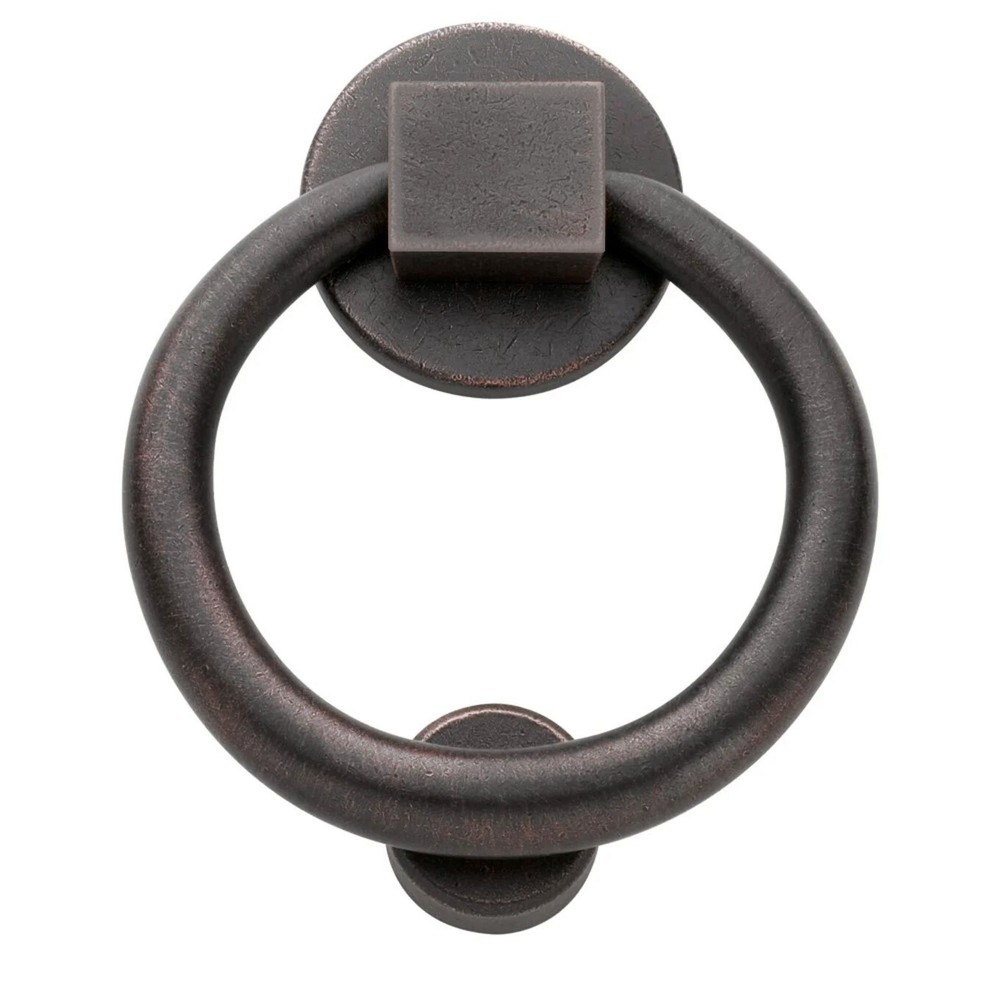 BALDWIN Ring Style Solid Brass 4 in. Door Knocker Distressed Oil Rubbed Bronze
