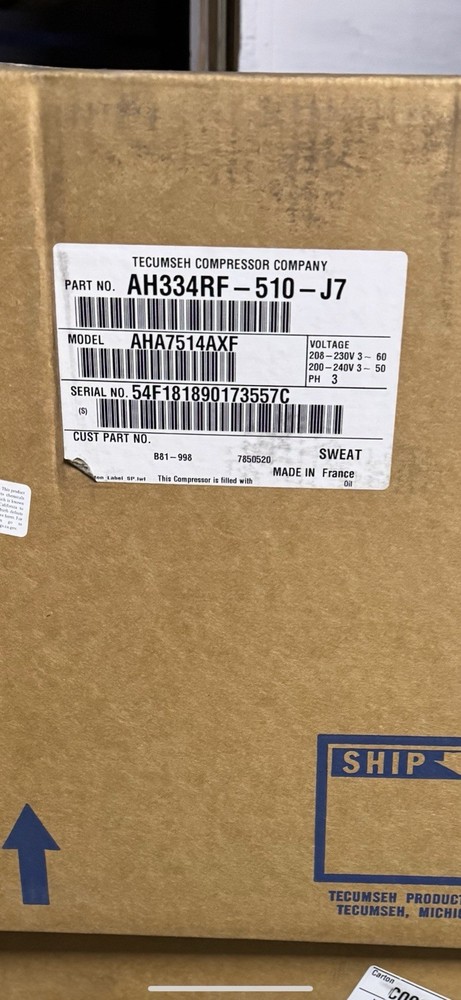 AHA7514AXF TECUMSEHCompressor AH334RF - 510 - J7