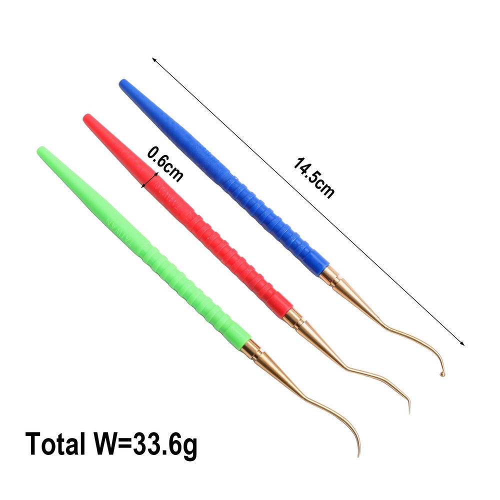 High Grade ORing Remover Tool Brass Pick Hooks Plastic Handle 3Pcs Pack