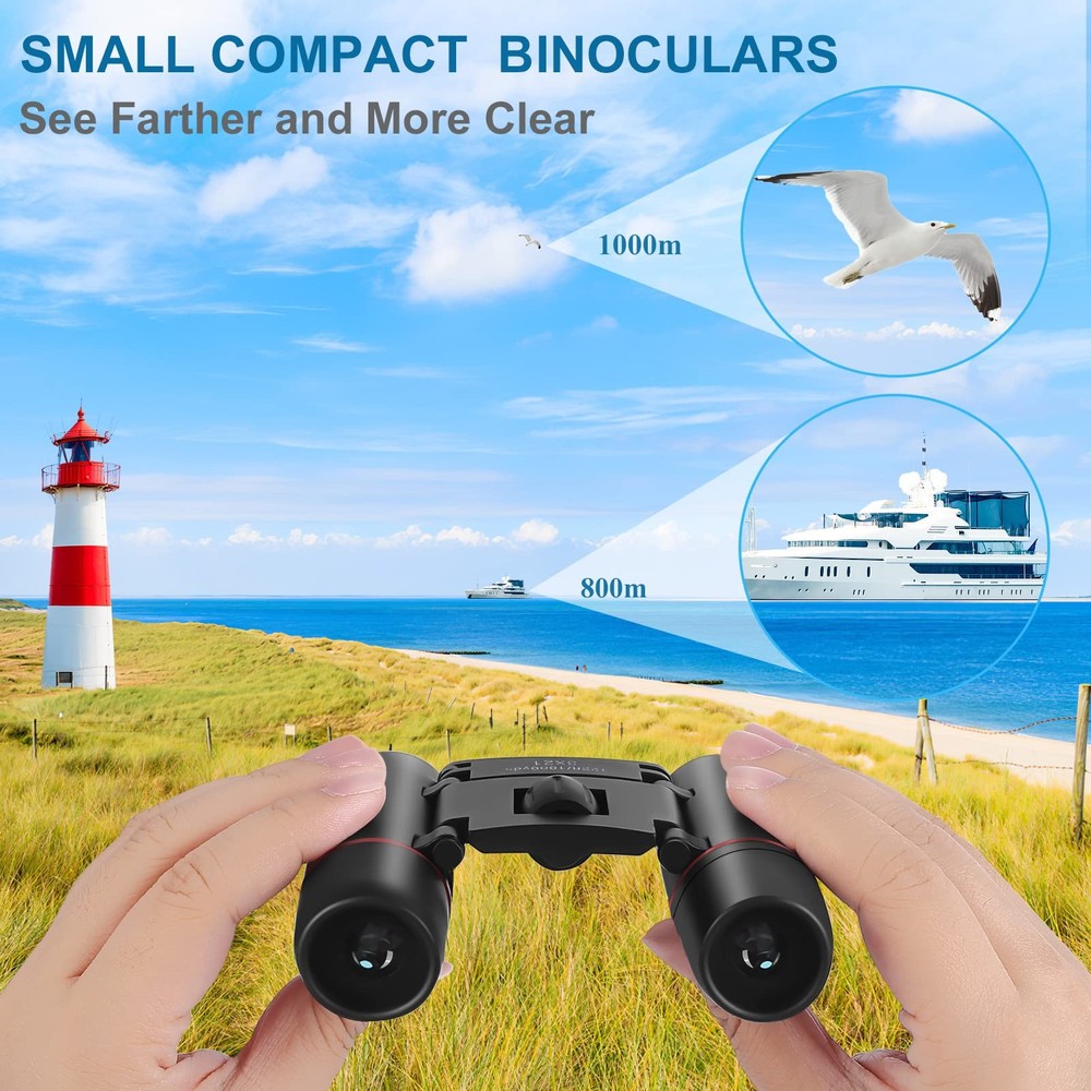 AHFLRITO Compact Binoculars, Lightweight Foldable Small Binoculars for Adults...