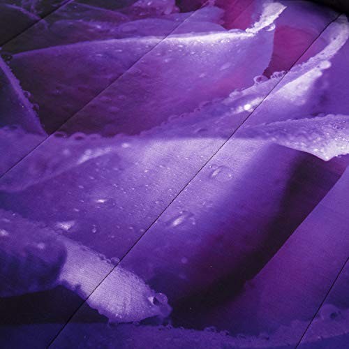 Purple Comforter Set Reversible Purple Rose Pattern Printed Bedding Down Queen
