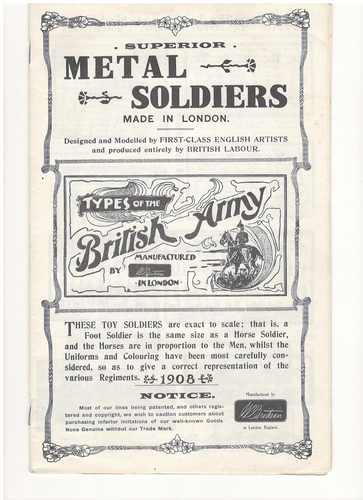 Britains 1908  Catalog, Quality Reproduction