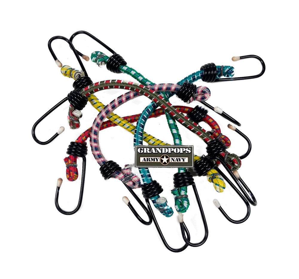 12" COLORED MULTI-PURPOSE BACKPACKING BUNGEE CORDS
