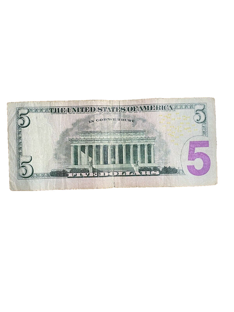 2009 $5 FIVE DOLLARS Misaligned FW