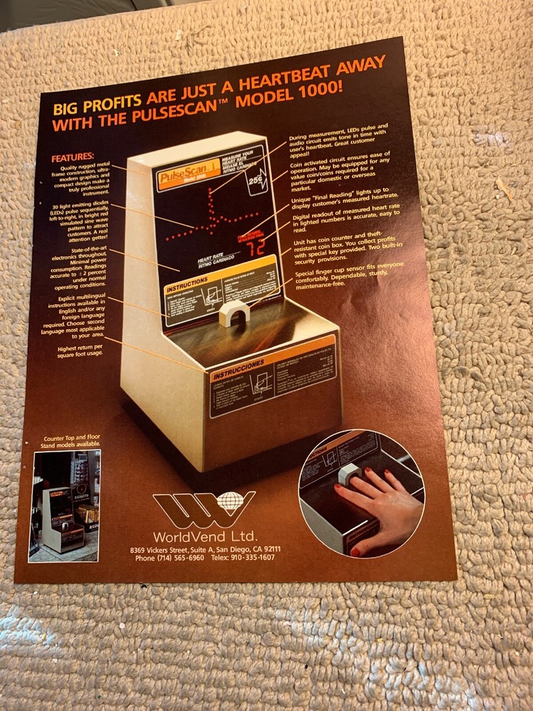 11- 8 1/4” Pulse Scan 1981 World Bend  ARCADE GAME FLYER