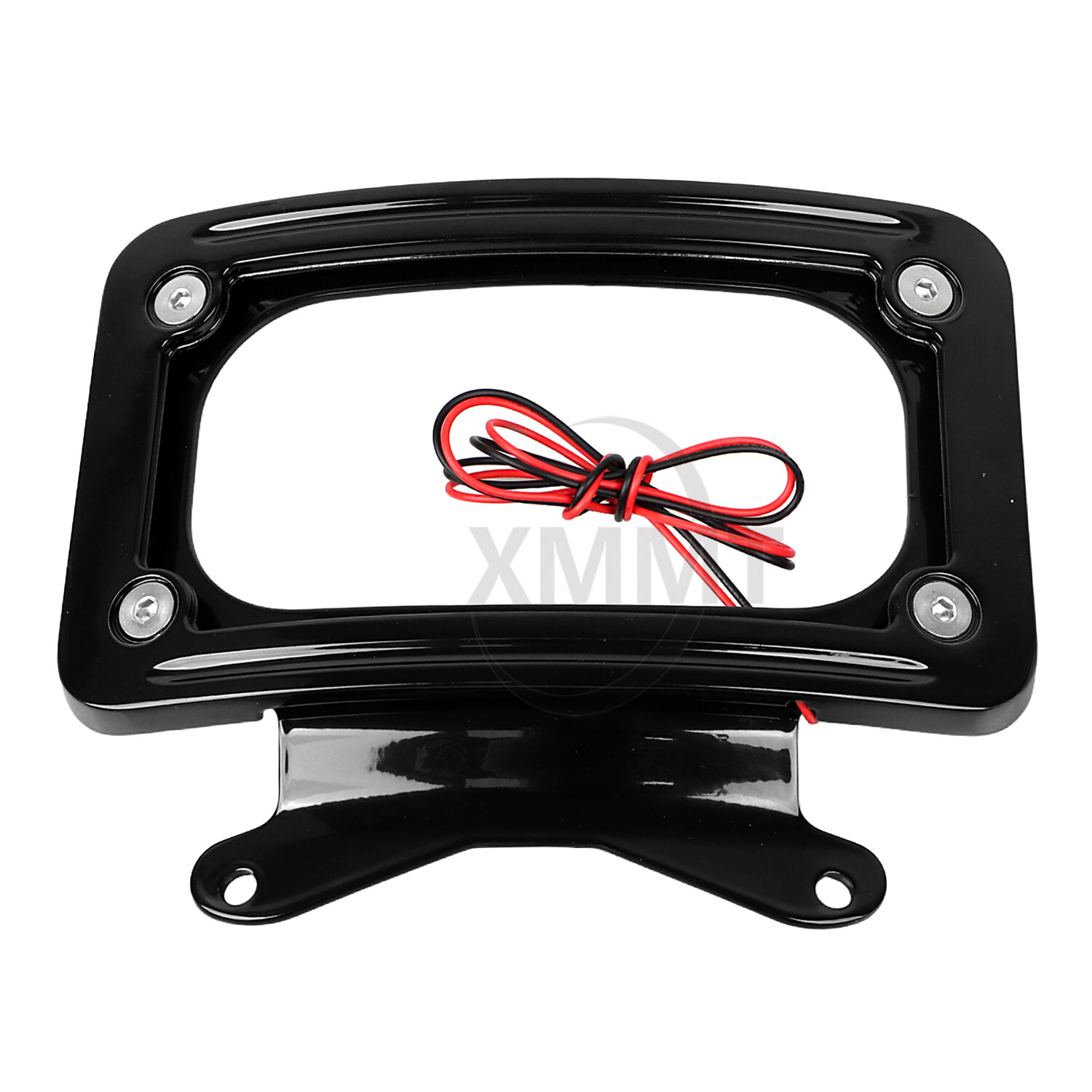 Black Curved License Plate Frame w/ LED Light For Harley Street Road Glide 10-23