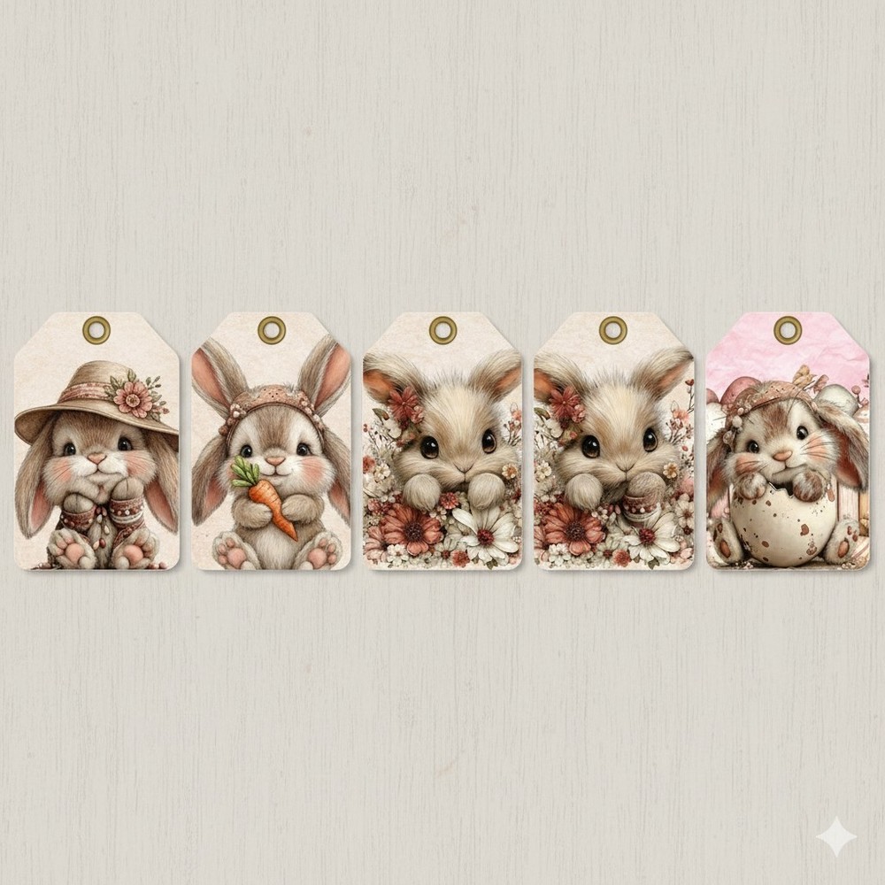 Set  Bunny Rabbit  Tags Junk Journal Scrapbook Choose A Set