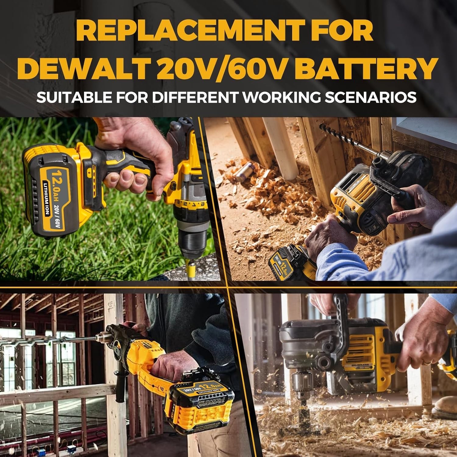 2Pack 12.0AH DCB609-2 For DEWALT DCB612 20V/60V MAX FLEXVOLT Lithium-Ion Battery