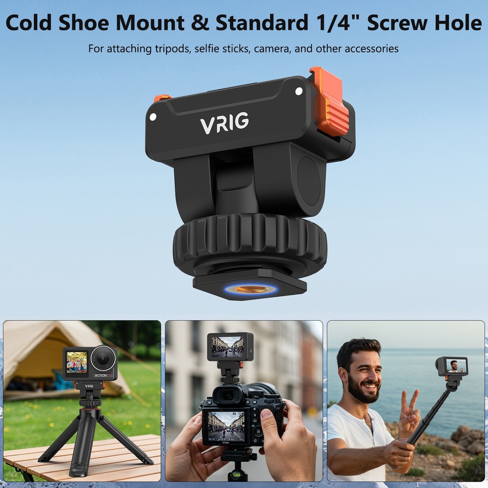 Cold Shoe Camera Mount Adapter Quick Release For DJI OSMO Action 5 Pro / 4 / 3
