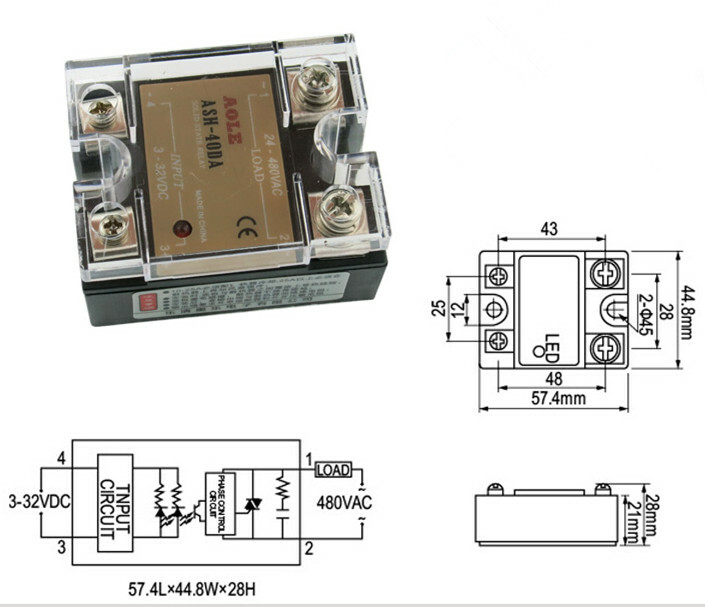 Single-phase AC solid state relay ASH-40DA 40A DC-AC