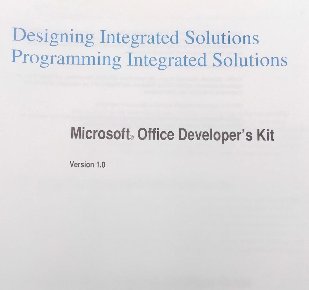 Microsoft Office Developer's Kit Designing & Programming Solutions Guide