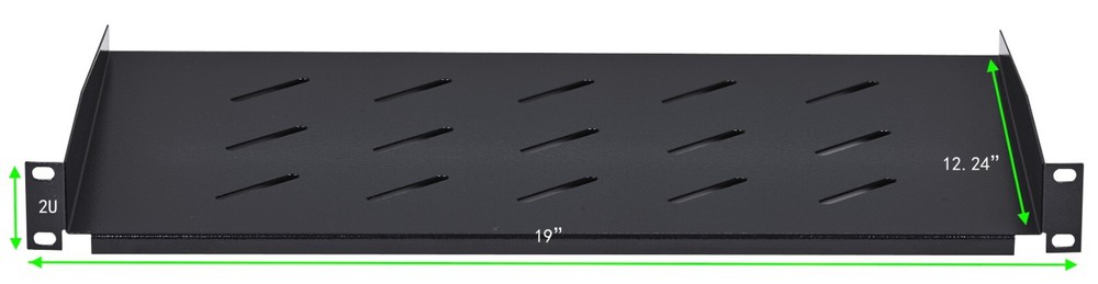 Cantilever Network 2U Server Shelf Mount 19" Vented Rack Mount 12.24” Deep Tray