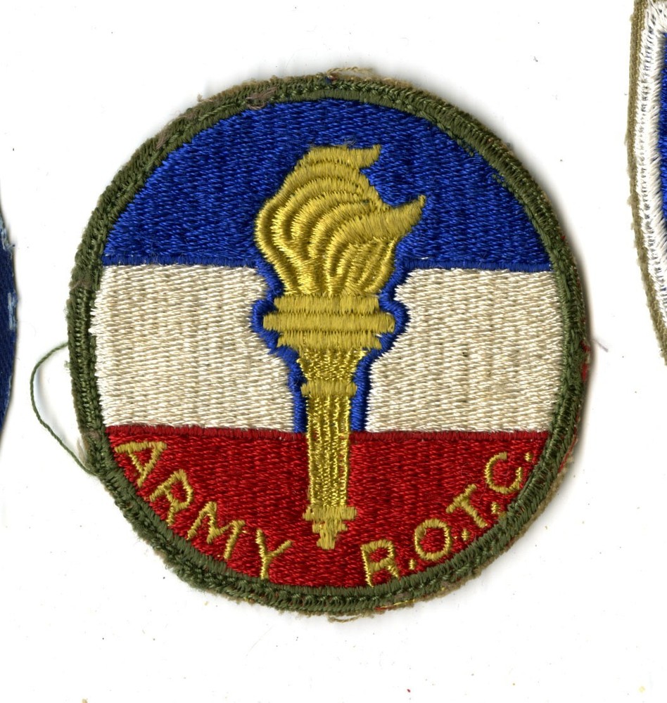 US Army ROTC OD Border White Back Patch Cut Edge Vintage