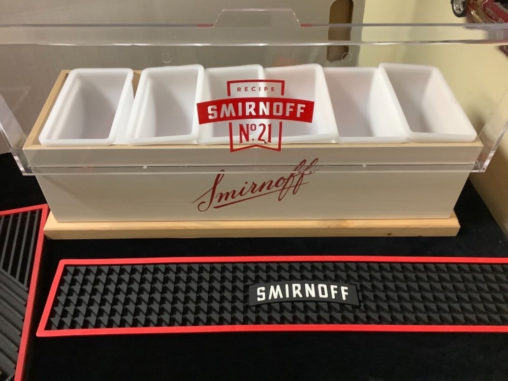 Ultimate Smirnoff Bar mats and condiments holder