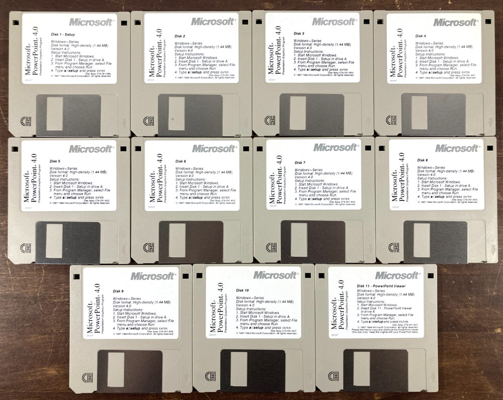 Microsoft PowerPoint 4.0 For Windows 95 Floppy Disk 3.5" Vintage Software PC