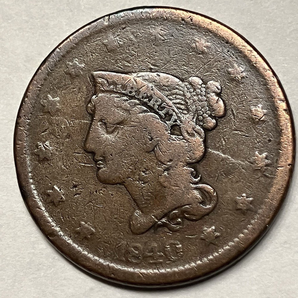 1840 Large Cent. Large Date. Nice Type Coin. Nice Copper