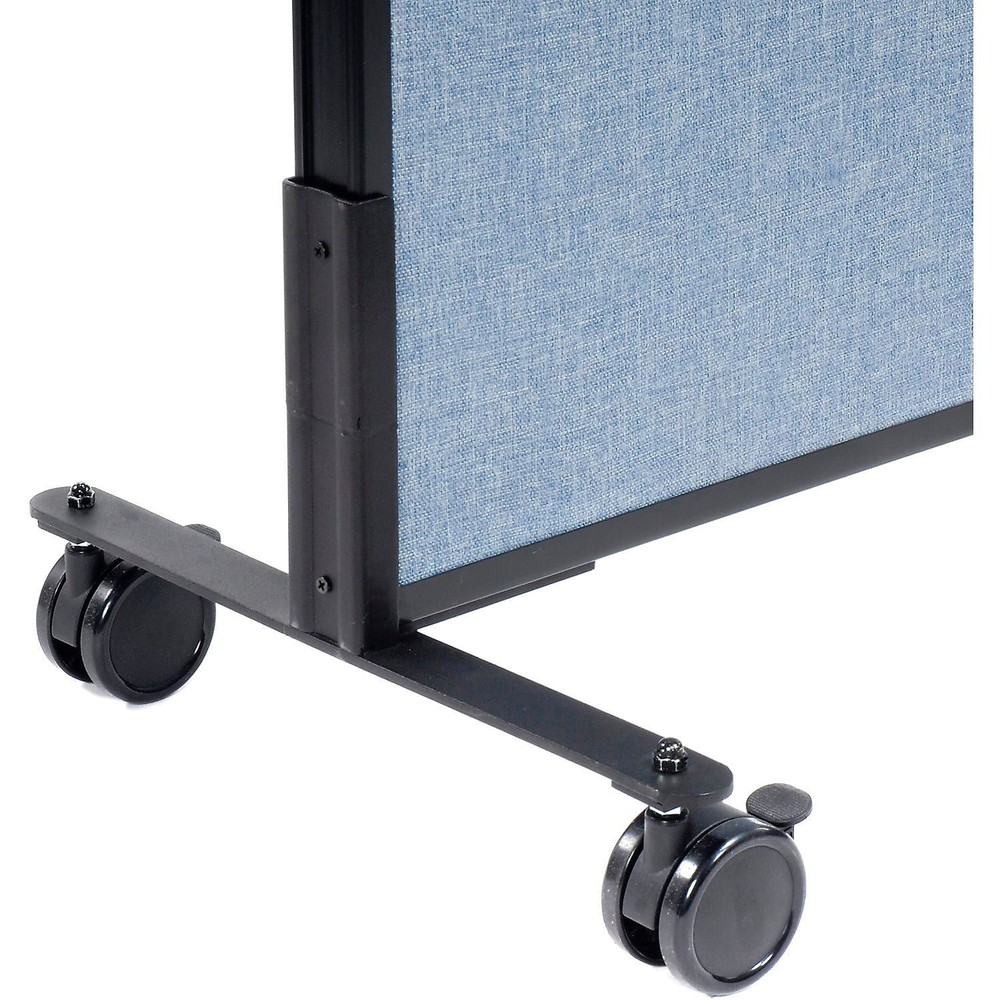 36-1/4"W x 63"H Mobile Office Partition Panel with Partial Window Blue