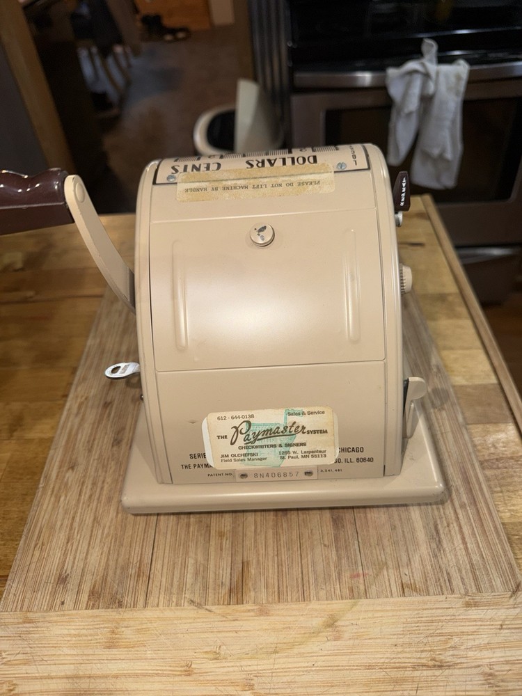 Vintage Paymaster Check Writer Machine Works With Key