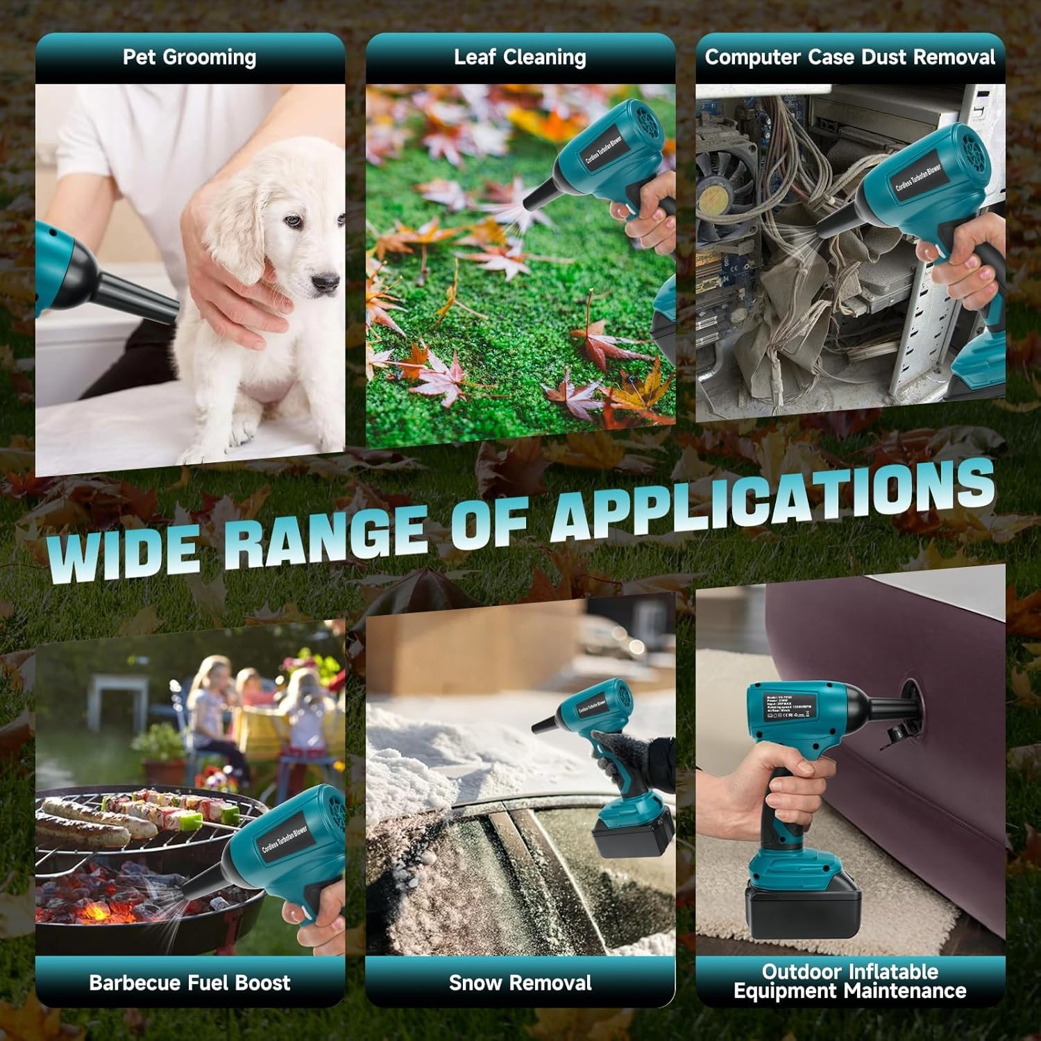 Cordless Handheld Turbo Blower for Makita 18V Battery Leaf Blower Power Jet Fan