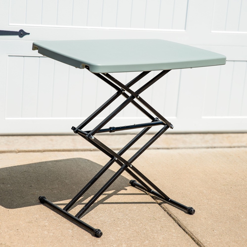 Rectangular Plastic Top Adjustable Leg Patio Table - Gray by Sunnydaze