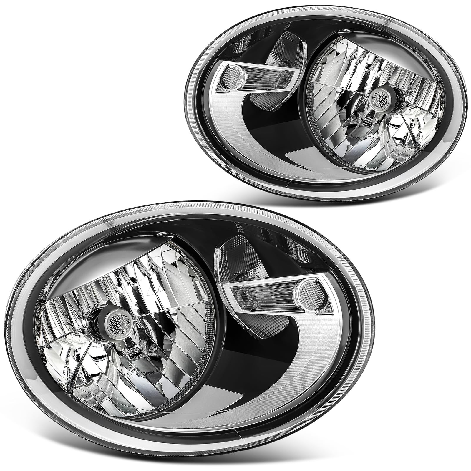 Headlight Assembly Fit for Volkswagen BEETLE 2012-2019 Chrome Housing Clear Lens