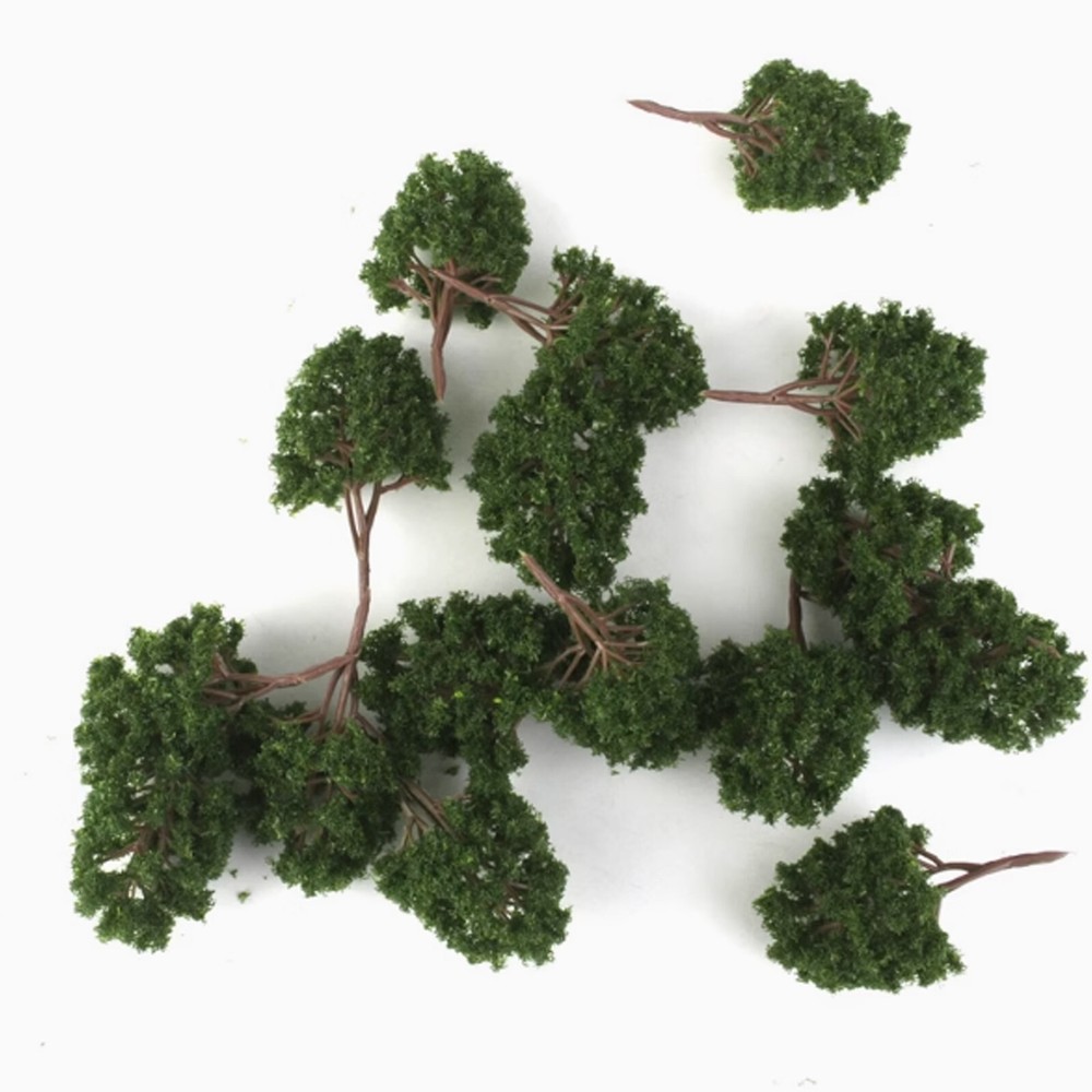 10pcs HO OO Scale Model Trees Layout Train Diorama Scenery Dark Green
