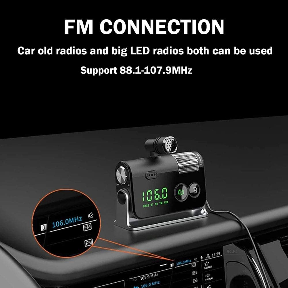 Bluetooth Car Adapter, Blutu Para Carros with 2 Microphones & QC3.0 +Type-C PD 1