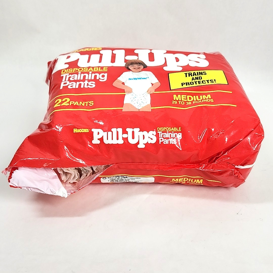 Vtg 1985 Huggies Pull Ups Disposable Training Pants 15ct Girls Med 29-38lbs USA