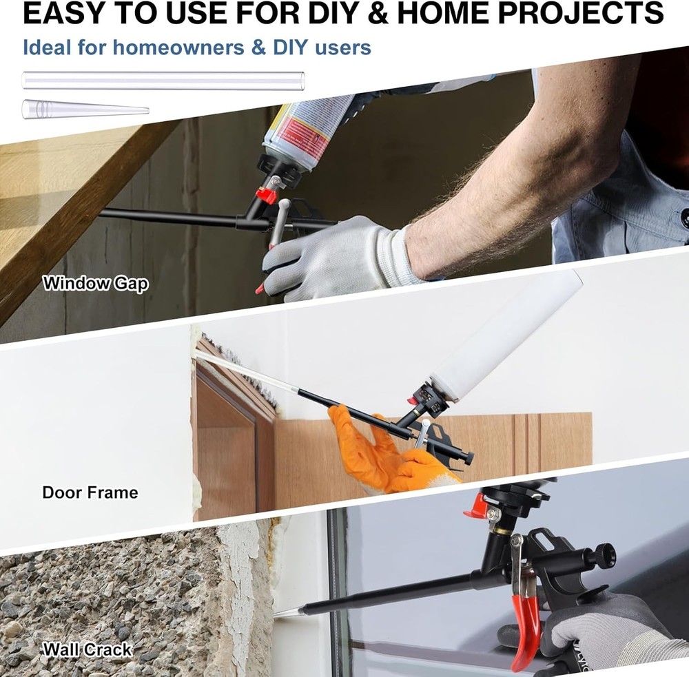 Adjustable Foam Applicator Gun - Hand-Powered No-Clean Design for Home Projects