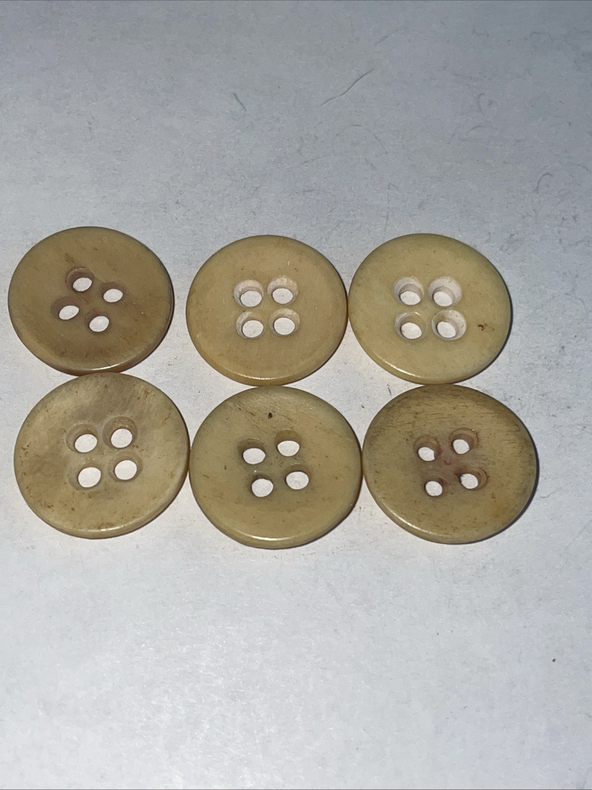 Set Of  6 bone civil war reenactment 4 hole Scooped  Front buttons Approx 11/16”