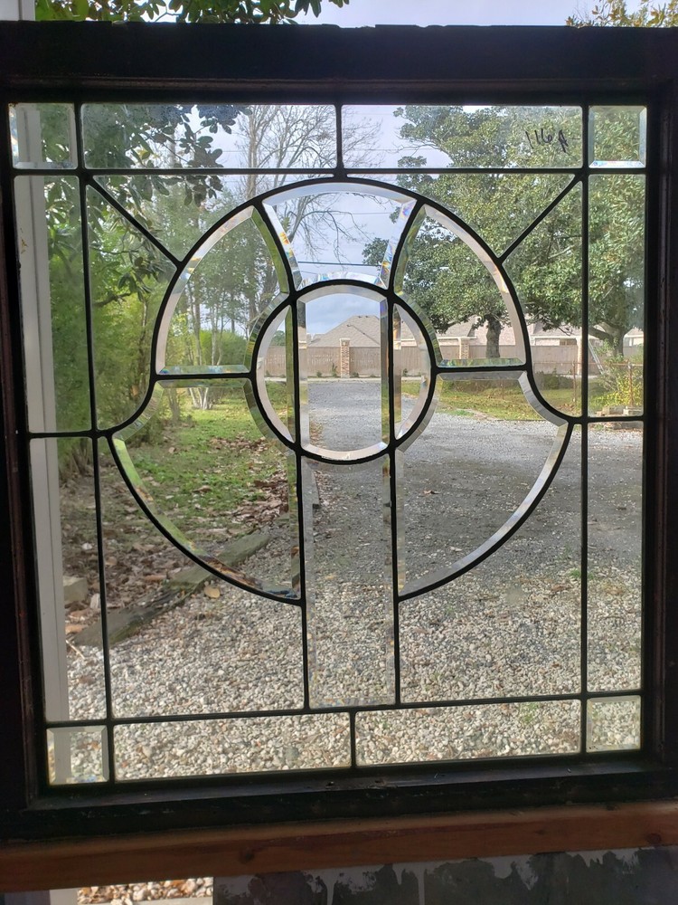 ANTIQUE BEVELED GLASS WINDOW ARCHITECTURAL SALVAGE