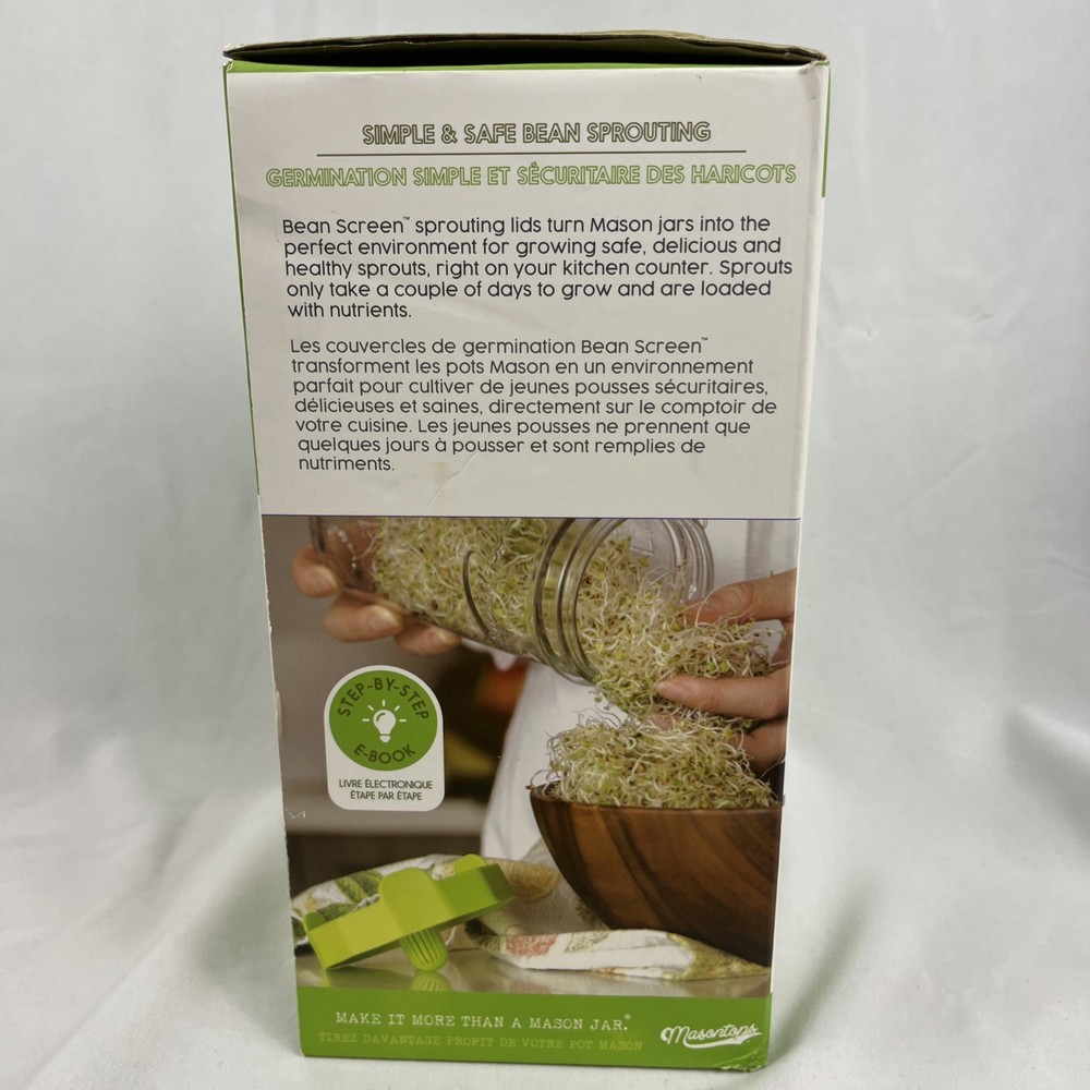 MASONTOPS-SINGLE JAR SPROUTING KIT WITH SEEDS. OPEN BOX NEW