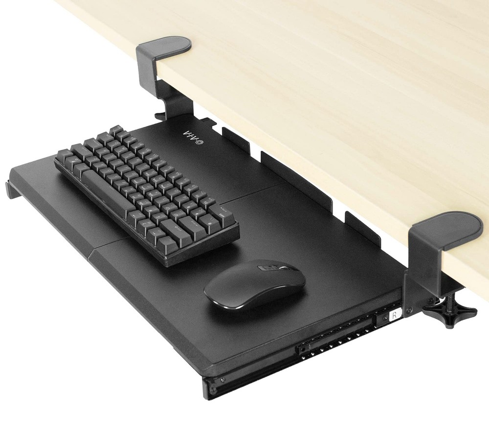 Small Keyboard Tray, Under Desk Pull Out with Extra Sturdy C Clamp Mount Syst...
