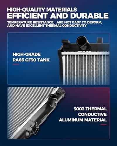 CU13002 Car Engine Radiator, Compatible with 2007-2012 Versa Automatic CVT