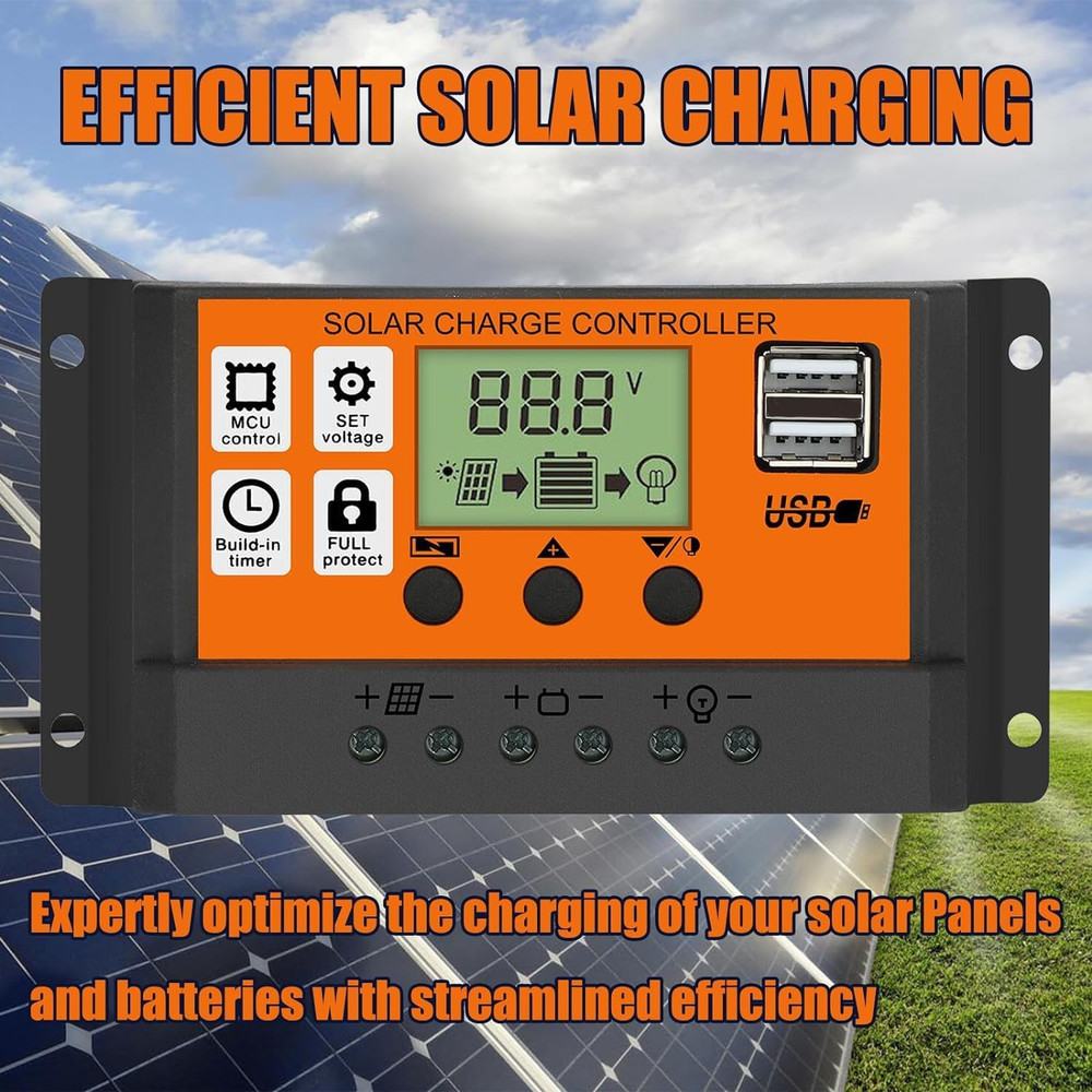 30-100A MPPT Solar Panel Regulator Charge Controller 12V/24V Auto Focus Tracking