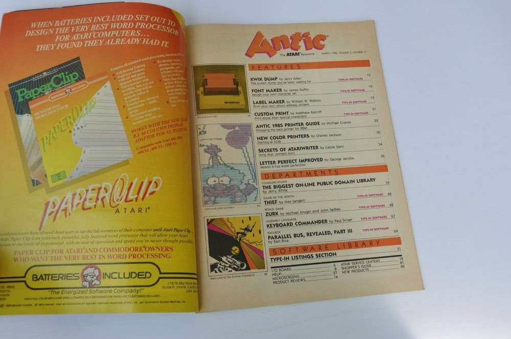 ANTIC Atari Resource Magazine March 1985 Computer Games Arcade Fonts Label Maker